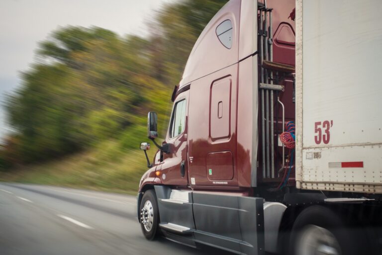 Tractor-trailer on the road 18 wheeler truck